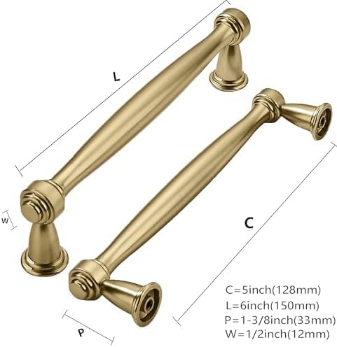 khtumeware 2 Pack 5 Inch(128mm) Champagne Bronze Cabinet Pulls Champagne Brass Kitchen Cabinet Handles Kitchen Cabinet Hardware for Cupboard Drawer Handles Dresser Pulls