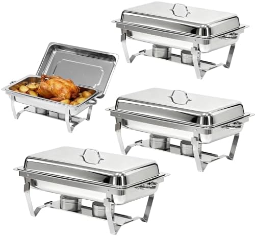 Chafing Dishes for Buffet with Full-Size Pans, 9QT Chafing Dish Sets, 304 Stainless Steel Buffet Servers and Warmers,Food Warmers for Parties & Dinners, Warming Trays for Buffets Party by Charcofire