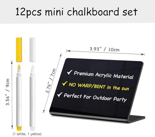 PigPotParty 12 Pcs Acrylic Mini Chalkboard Signs, 4"x3" Food Labels - Image 2