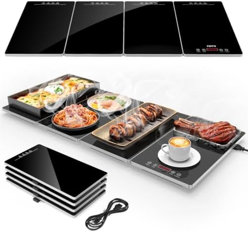 FEPPO Electric Warming Tray, 4-in-1 Food Warmers for Parties Buffet with 10 Temp Settings and Timer, 33"x15" Glass Surface Warming Mat for Food, Modular Buffet Hot Plates for Catering and Gatherings by FEPPO
