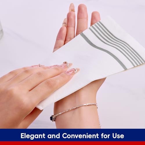 600 Silver Disposable 3 Ply Paper Dinner Napkins, Guest Hand Towels - Image 6