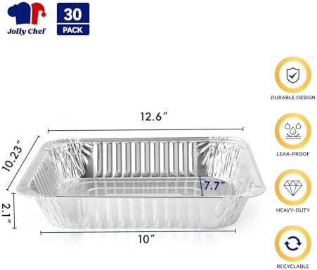 9x13 Aluminum Foil Pans (30 Pack) Disposable Foil Pans for Heating - Image 2