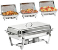 304 Stainless Steel Chafing Dishes for Buffet 4Pack, 9QT Chafing Dish Buffet Set, Food Warmers for Parties Buffet, Buffet Servers and Warmer, Warming Trays for buffets party, Roll Edge Designed Silver by Unknown