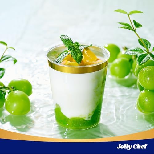 JOLLY CHEF 200 Pack Gold Plastic Cups, 10 oz Clear Plastic Cups - Image 4
