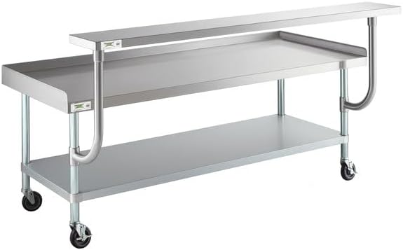 Stainless Steel Equipment Stand, 30x72 Inch, 16 Gauge, with Galvanized Undershelf, NSF Listed, Mobile with 5 Inch Casters