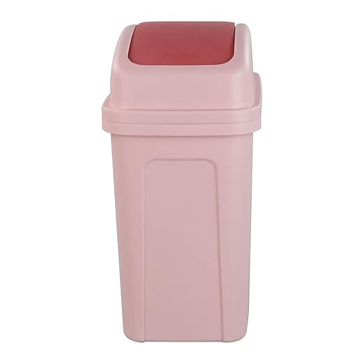 Asking 1.8 Gallon Small Trash Can with Swing-top Lid, Plastic Garbage Bin, Pink