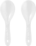 2PCS Plastic Rice Paddle Spoon Scoop, Non-Stick Rice Spatula Cooker Serving Spoon 7.87 Inch (White B)