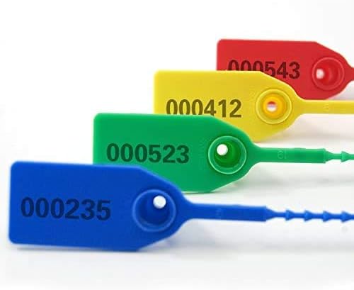 1000 Numbered Security Seals for First Aid Kit Plastic Zip Ties Disposable Self Locking Tamper Label for Cloth Fire Extinguisher 250mm (Dark Blue)