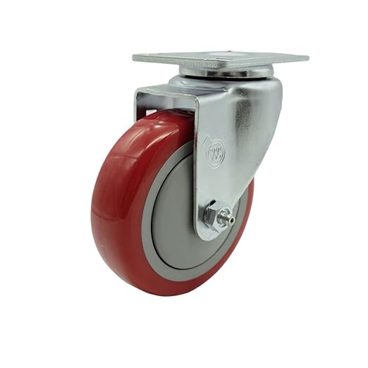 Service Caster Brand Replacement Caster for Uline Caster H-7448S - Stainless Steel Swivel Top Plate Caster with 4 Inch Red Polyurethane Wheel - Fits Carts and Platform Trucks H-3352