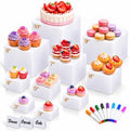 10-Piece White Acrylic Buffet Risers with Signs for Dessert Table by KVNTOOLS