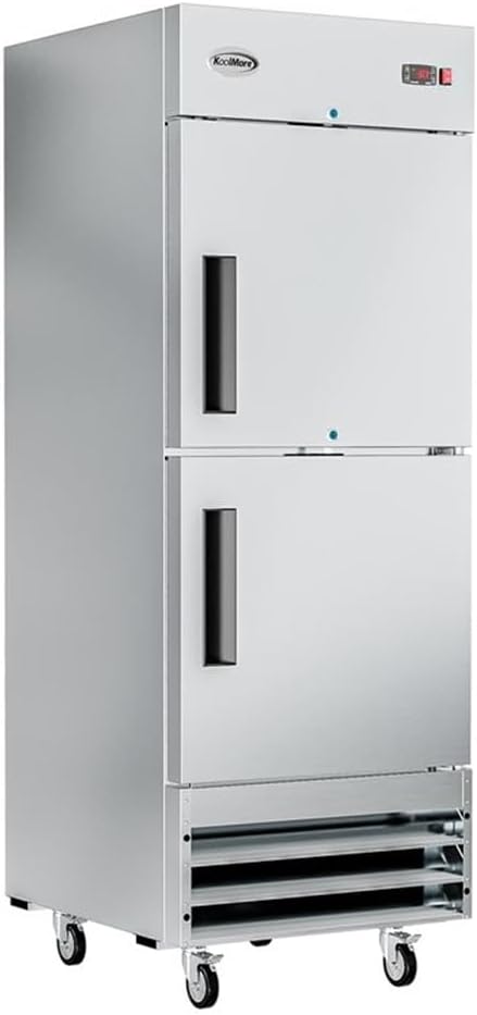 Pemberly Row 29" Commercial Stainless Steel Half Door Reach-in Freezer in Silver