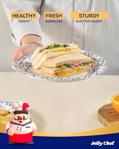 JOLLY CHEF 8.37 inch Disposable Paper Plates 140 Count - Image 3