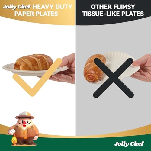 JOLLY CHEF Small Dessert Paper Plates 6 Inch 200 Pack Compostable Nature - Image 7