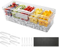 VEVOR Chilled Condiment Server Caddy, 5 Compartment Ice Cooled Serving Container, Plastic Fruit Garnish Tray Platter with Lid, for Taco Salad Bar Accessories, Party Home Restaurant Supplies by VEVOR