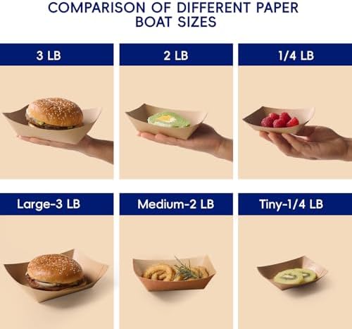 JOLLY CHEF 2lb Paper Food Tray 1000 Pack Disposable Paper Boat Serving Boat - Image 4