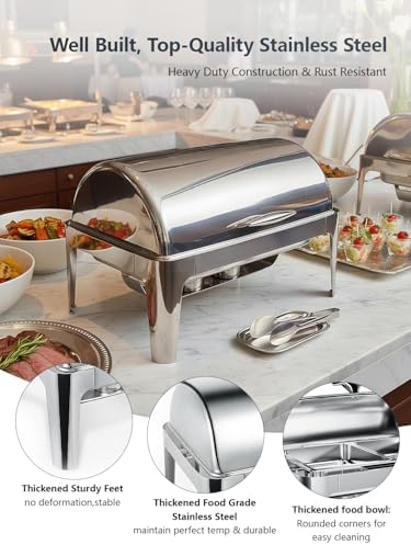 13QT Roll Top Chafing Dishes for Buffet: Stainless steel Chafing Dish Set - Image 3