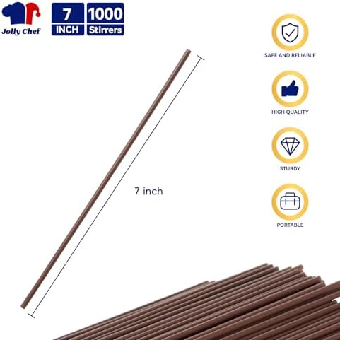 JOLLY CHEF 1000 Count Coffee Stirrers 7 inch - Image 2