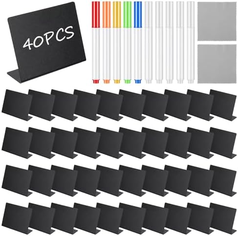 40Pack Food Labels Signs for Party Buffet 4"x3" Mini Chalkboard Signs for Food Buffet Catering Supplies Buffets Display for Party Foods Display, Pastry, Price, Name Tags by Unknown