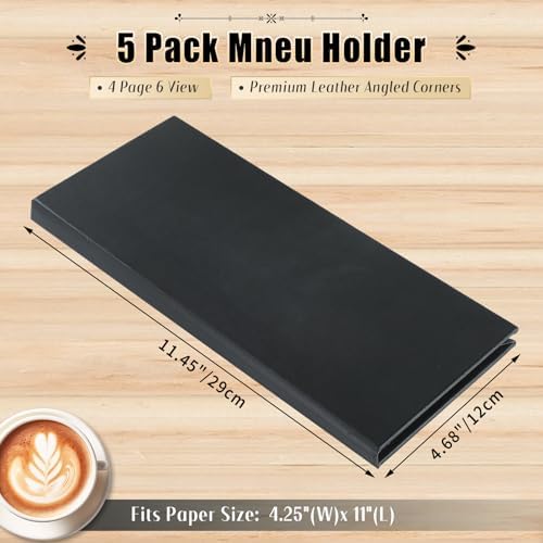 Menu Covers 4.25 x 11, 5Pcs 6 View Leather Restaurant Menu Holders - Image 2