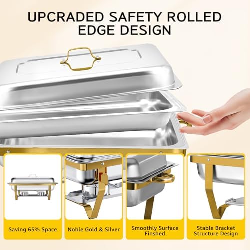 5 Pack Chafing Dishes for Buffet, 8QT Chafing Dish Buffet Sets - Image 3