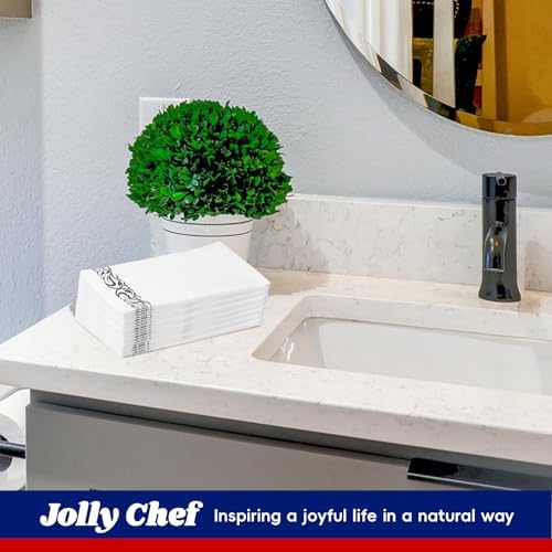 200 White and Silver Disposable Hand Towels Bathroom Napkins for Parties - Image 5