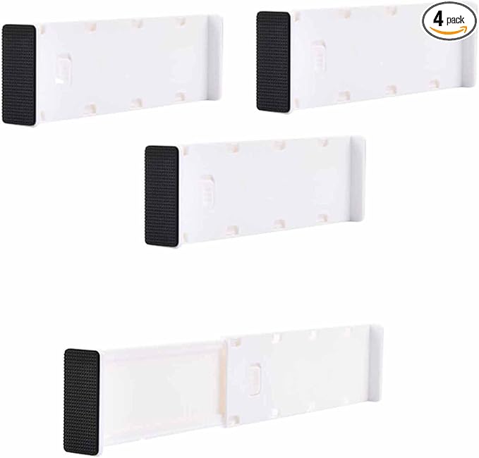 4 Pack Drawer Dividers for Clothes, 3.15" High 10.83"-17.97" Adjustable Expandable Dresser Drawer Organizer, Clear Plastic Separators for Dresser, Baby Clothing, Underwear, Cosmetic