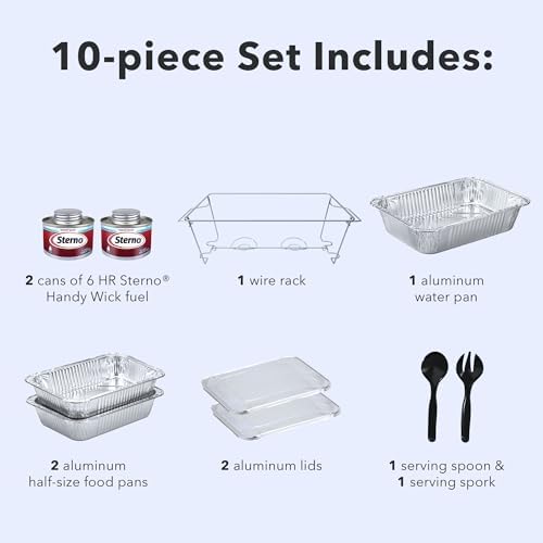 Sterno Disposable Chafing Dish Buffet Set With 6-Hour Fuel, 10 Piece - Image 4
