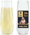 JOLLY CHEF 24 Pack 9 oz Stemless Plastic Champagne Flutes Crystal Glasses by JOLLYCHEF