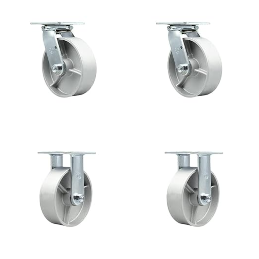 Service Caster Brand Replacement Set for Uline Casters H-2112 - Top Plate Caster with 6 Inch Semi Steel Cast Iron Wheels - Includes 2 Swivel and 2 Rigid - Fits Steel Dumping Hoppers