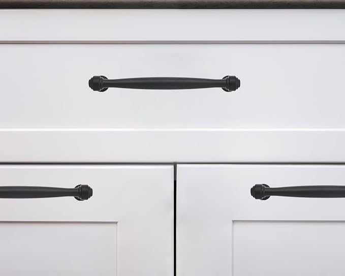 khtumeware 10 Pack 3-1/2 Inch(89mm) Black Cabinet Pulls Black Kitchen Matte Black Cabinet Handles Kitchen Cabinet Hardware for Cupboard Drawer Handles Dresser Pulls
