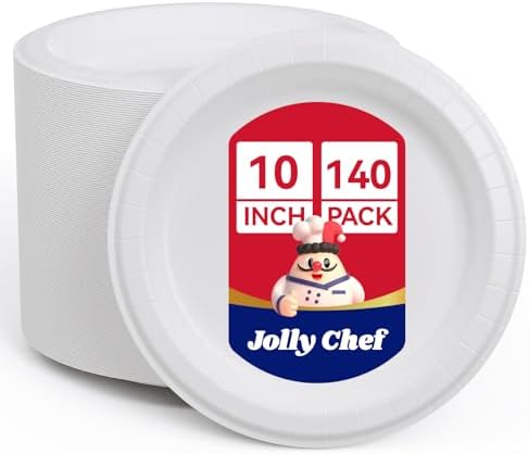 JOLLY CHEF 10 inch 140 Pack Disposable Paper Plates by JOLLYCHEF