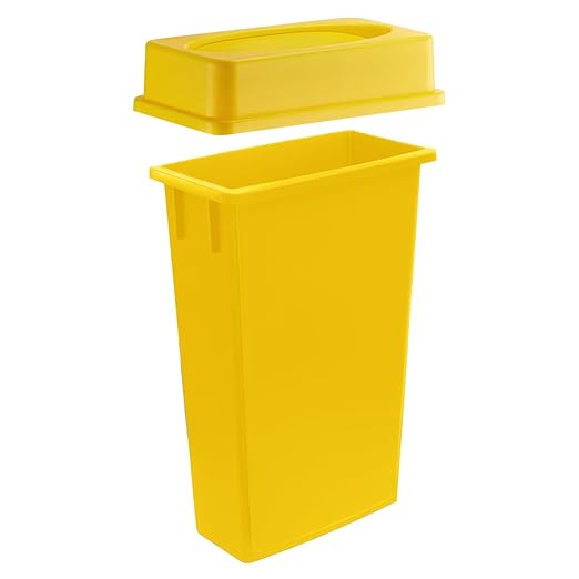 3 pack 23 Gallon Waste Bin with Swing Lid, Heavy-Duty Trash Can, Slim Rectangular Garbage Bin, Durable Waste Container, Recycling Bin, Plastic Wastebasket for Kitchen, Garage, Restaurants, Office