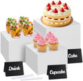 SiliFine 3 Pcs Acrylic Buffet Risers with Price Signs and Markers, White by SiliFine
