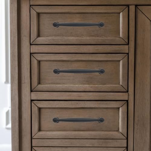 khtumeware 6 Pack 5 Inch(128mm) Black Cabinet Pulls Black Kitchen Matte Black Cabinet Handles Kitchen Cabinet Hardware for Cupboard Drawer Handles Dresser Pulls