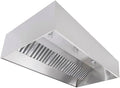 Commercial Kitchen Restaurant Duty Exhaust Hood, Wall Canopy Stainless Steel Exhaust Hood with Baffle Hood Filters, High Temperature Light Fixtures, and 16” Round Exhaust Riser (5' Long Hood)
