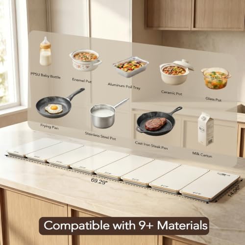 Electric Warming Tray for Buffet Party: 8 in 1 White Food Warmer Glass Top - Image 6