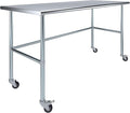 Stainless Steel Work Table Open Base & Wheels | Work Station | Metal Work Bench (Stainless Steel Work Table Open Base + Casters) (72" Long x 30" Deep)