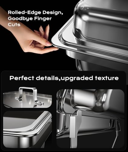 Chafing Dishes for Buffet 4 Pack, 9QT [Mirror-Like Polished Finish] Food Warmers for Parties Buffet [No Fingers Cut] Roll Edge Designed Chafing Dish Buffet Set for Any Party with Complete Set - Image 4