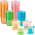 100 Disposable Bomber Cups, 4oz Plastic Shot Glasses, Assorted Colors by JOLLYCHEF