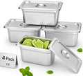 4 Pack 1/9 Size Stainless Steel Hotel Pans with Lids, 4 Inch Deep Food Prep & Steam Table Pans for Buffet, Restaurant, Catering & Kitchen Use by Unknown