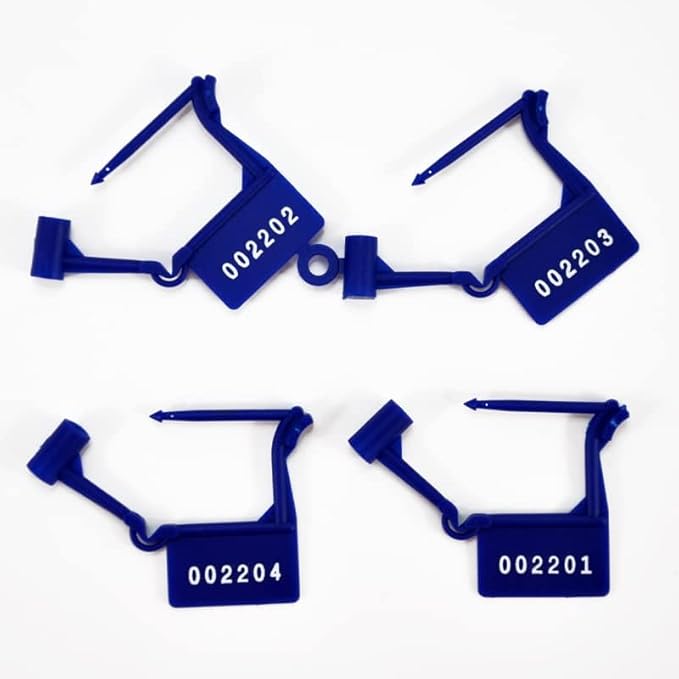 Plastic Security Padlock Seals Numbered Tamper Proof Disposable Self-Locking Plastic Medical Tags (Pack of 100 PCS) (Blue)