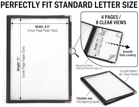 Menu Covers 8.5x11 Restaurant Holders - 5 Pack, 4 Page 8 View Clear Sleeves for Cafe Bar Hotel Diner - Image 2