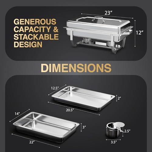 Chafing Dishes for Buffet 2 Pack (2 Pans + 3 Utensils) - 9QT Stainless Steel Chafing Dish Buffet Set - Food Warmers for Parties Buffet - Buffet Servers and Warmers (2 Pack + 2 Pans + 3 Utensils) - Image 6