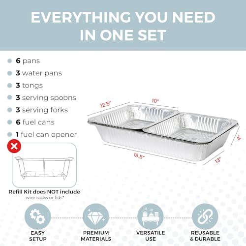 Alpha Living Large Full Size Refill Kit Disposable Chafing Buffet with - Utensils, Fuel Cans Only – Premium Chafing Dish Set for Events, Parties, Catering - Image 3