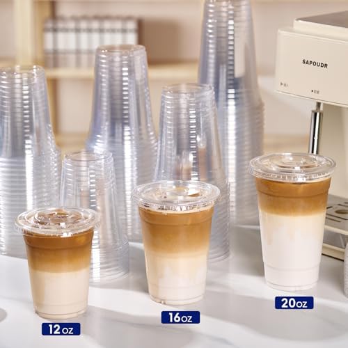 JOLLY CHEF 500 Pack 20 oz Clear Plastic Cups with Flat Lids, PET Clear Cups - Image 5