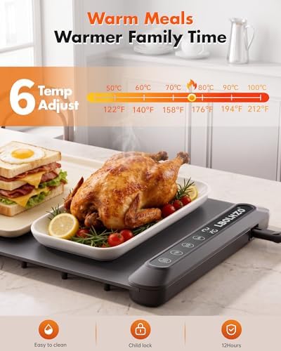 Warming Mat For Food Extra Long 43"x12" 600W Food Warming Mat Heat Resistant Pad,Chafing Dishes for Buffet 6 Temp 12 Hours,Child Lock,Food Warmers for Parties Buffet for Catering Gatherings - Image 4