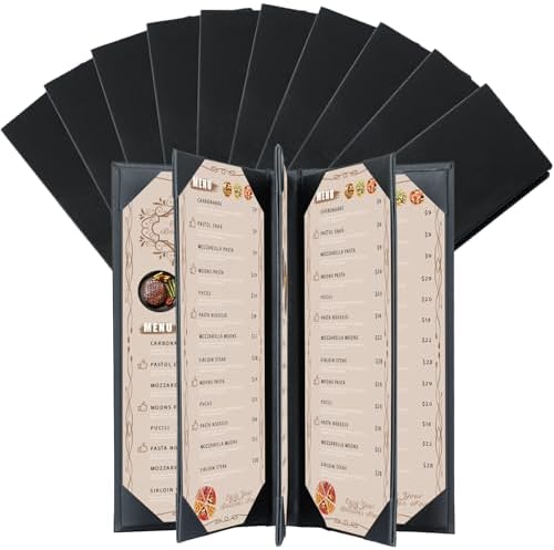 10Pcs 5 Page 8 View Restaurant Menu Covers Holders 4.25" X 11" by FL