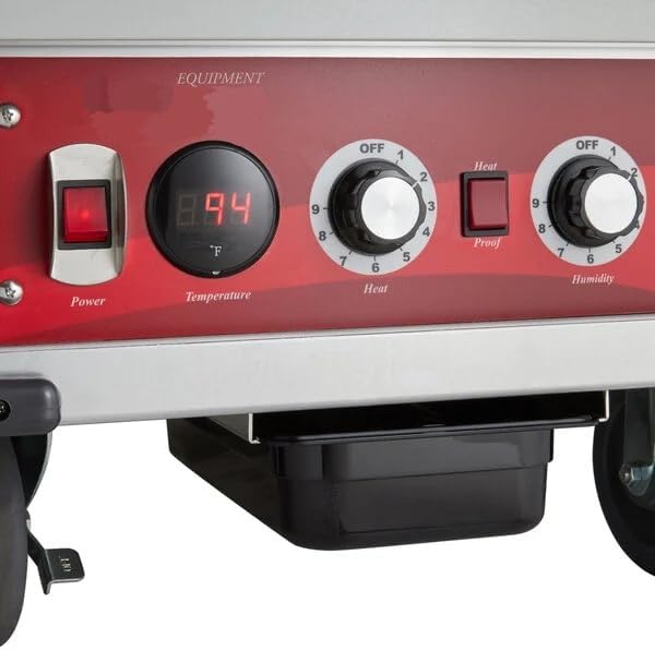 Full Size Insulated Heated Holding and Proofing Cabinet, Red/Silver, 36-Pan Capacity, Clear Door, Electric, 120V, 67.5x22.7x32.6 Inches
