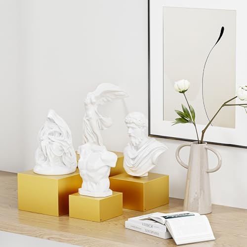 Metal Buffet Risers,4PCS Food Risers for Buffet Table 5in to 8in Display Stand with Mini Acrylic Signs for Catering Dessert Collectibles Jewelry Figures Show Gold Cube Boxes Nesting Risers with Hollow Bottoms - Image 4