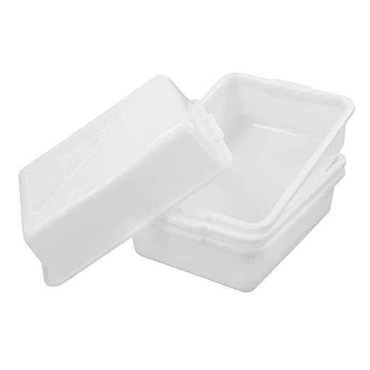4-Pack 8 Liter Commercial Bus Tubs, White Plastic Wash Basin Bus Tote